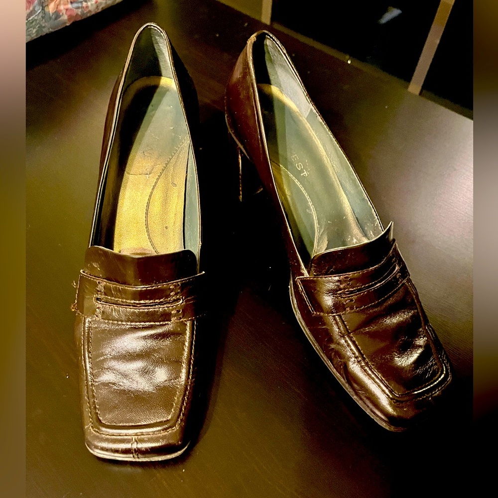 Nine West Chocolate Brown Heeled Loafers